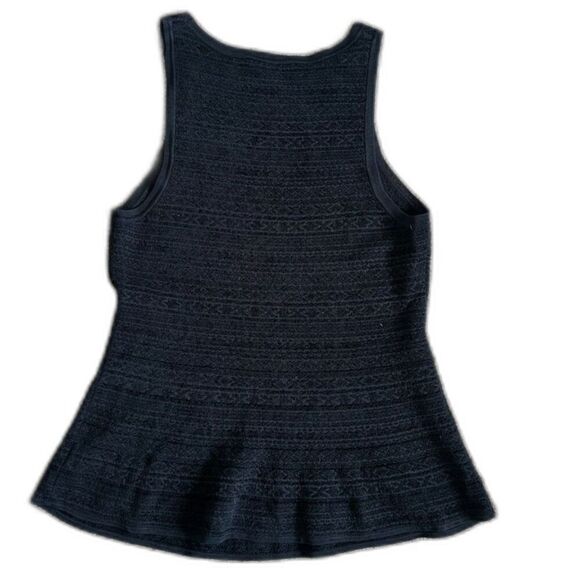 Theory Women's Cut Crew Neck Racer Back Peplum Texture Sleeveless Knit Top SZ M - Picture 3 of 10